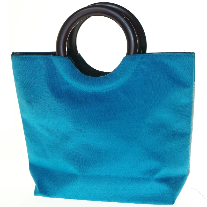 Blå håndtaske med dekoration (str. 31 x 31 cm)