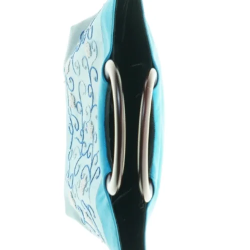 Blå håndtaske med dekoration (str. 31 x 31 cm)