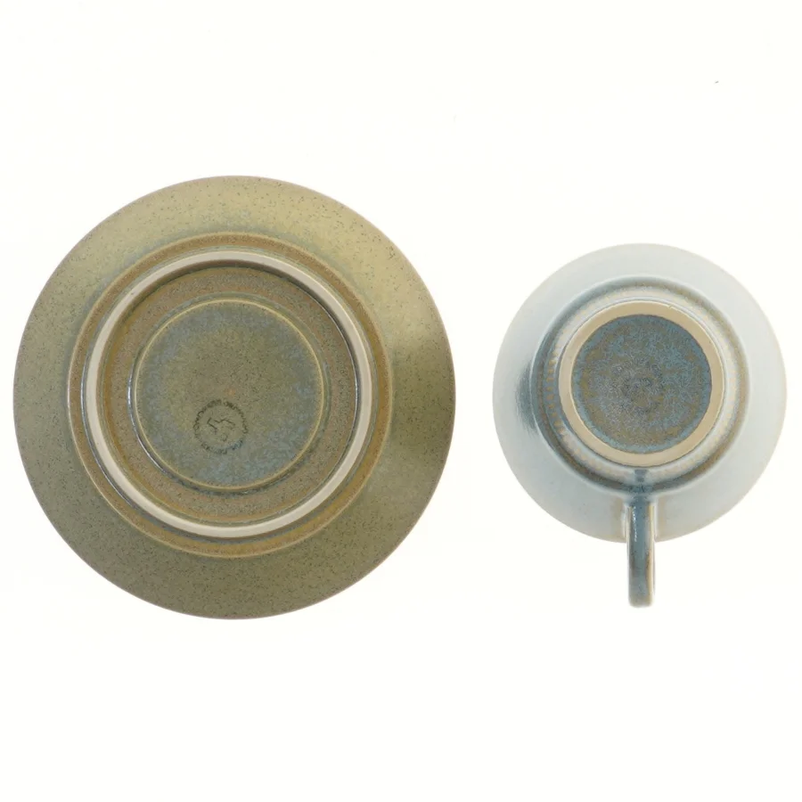 Kaffekop og underkop sæt fra Grøn Nøddebo fra Knabstrup (str. Ø 15,5 og 10, 6 styk cm)