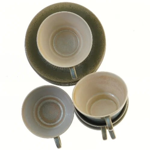 Kaffekop og underkop sæt fra Grøn Nøddebo fra Knabstrup (str. Ø 15,5 og 10, 6 styk cm)