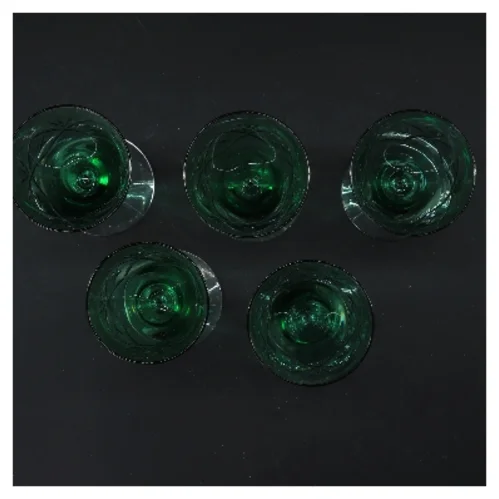 Grønne Ulla glas med mønster (str. 5 stk Ø 6,5 cm længde 15 cm)