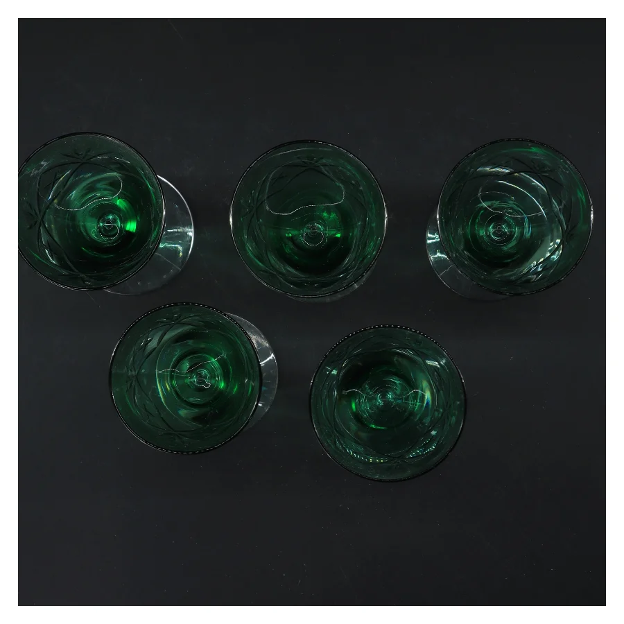 Grønne Ulla glas med mønster (str. 5 stk Ø 6,5 cm længde 15 cm)