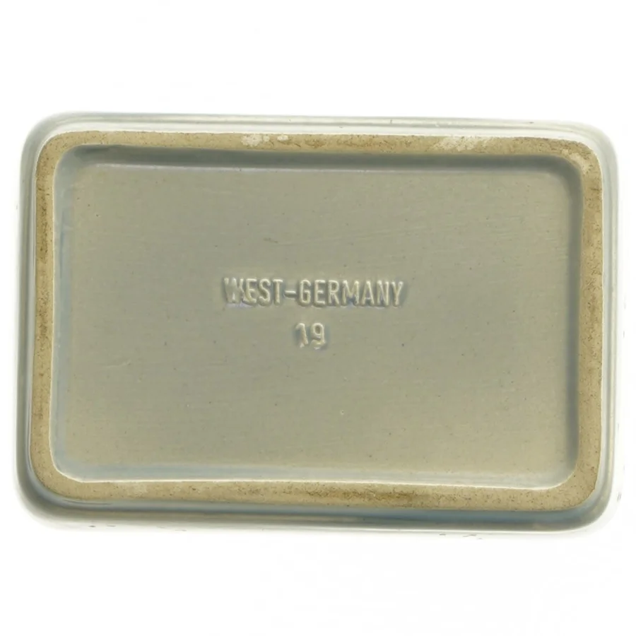 Keramik fade med blå mønster fra West-Germany (str. 14x9,5 cm)