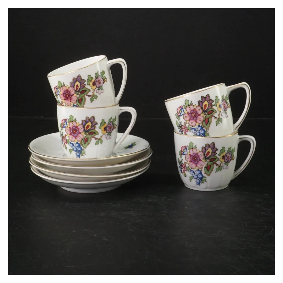 KPM porcelæn kaffestel fra KPM (str. Ø. 12,5 cm. h 6 cm. ø. 6,5 cm)