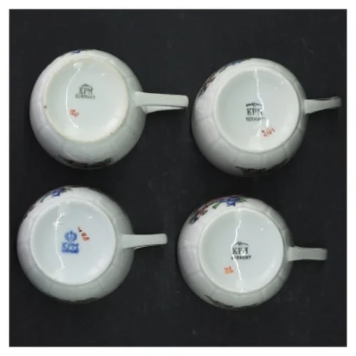 KPM porcelæn kaffestel fra KPM (str. Ø. 12,5 cm. h 6 cm. ø. 6,5 cm)
