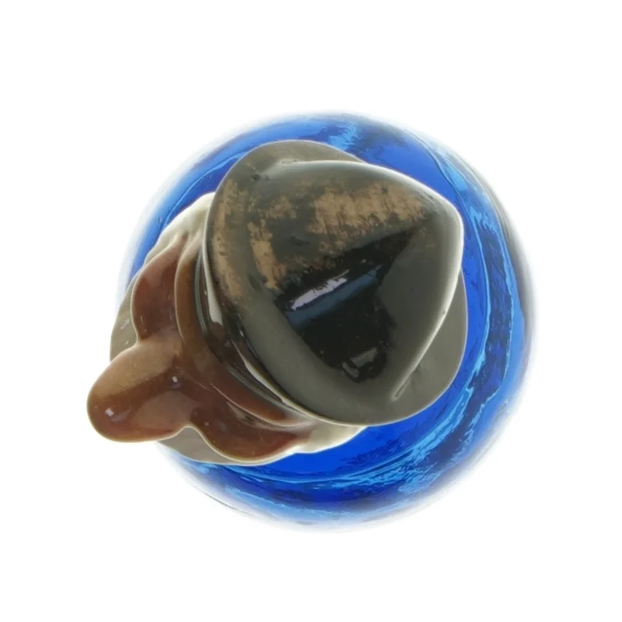 Blå glasflaske med prop (str. 25 x 8 cm)