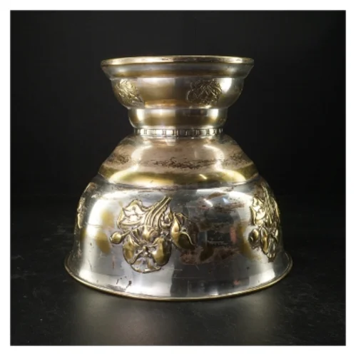 Dekorativ sølvpletskål (str. H. 24 cm. 26 cm)