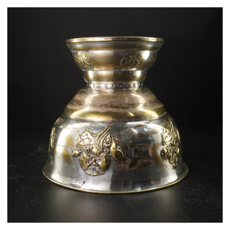 Dekorativ sølvpletskål (str. H. 24 cm. 26 cm)