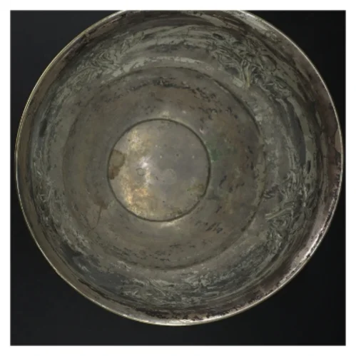 Dekorativ sølvpletskål (str. H. 24 cm. 26 cm)