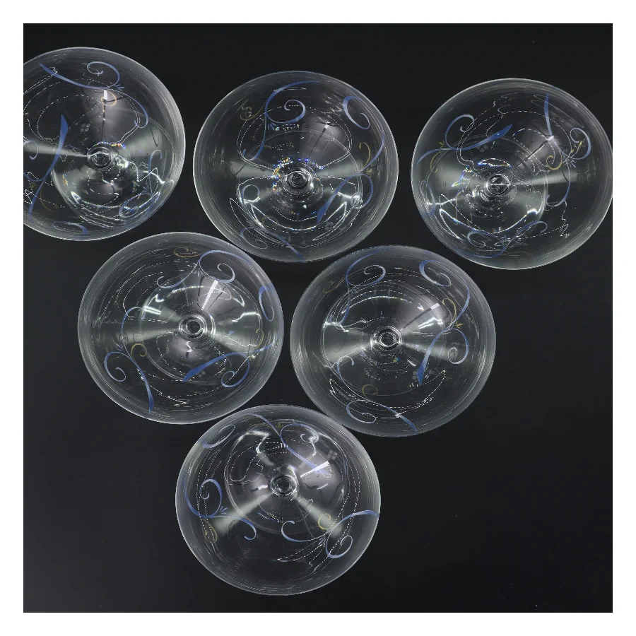 Papillon champagneglas, Sæt á 6 dekorative glas (str. 6 stk Ø 12 cm længde 13,5 cm)