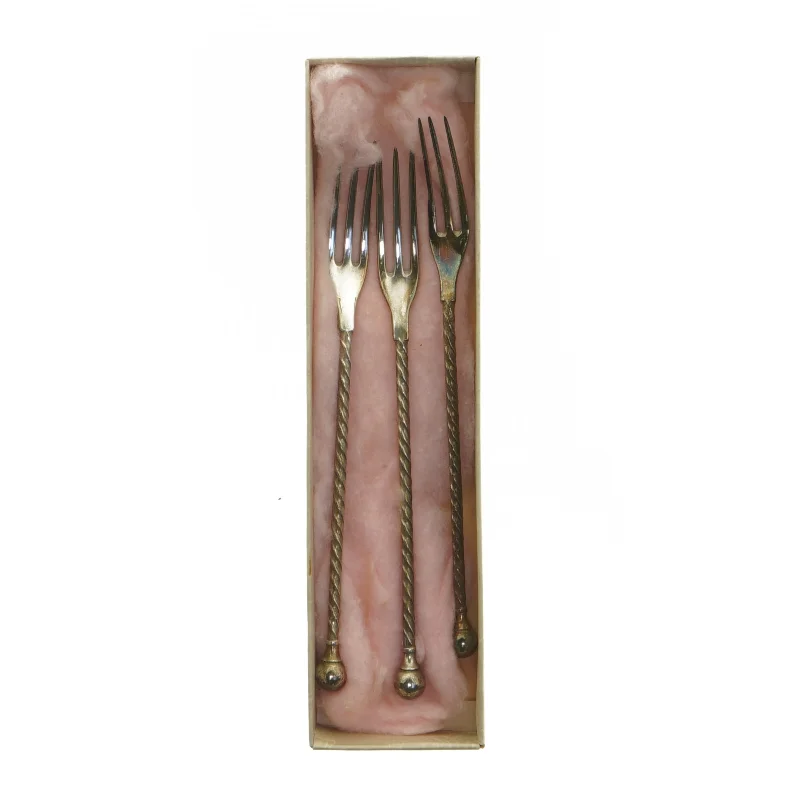 Sølvforgyldte pålægsgafler fra Heinrich Pedersen (str. 23 x 7 cm)