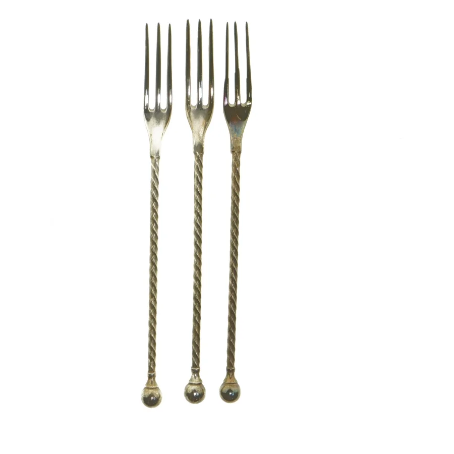 Sølvforgyldte pålægsgafler fra Heinrich Pedersen (str. 23 x 7 cm)