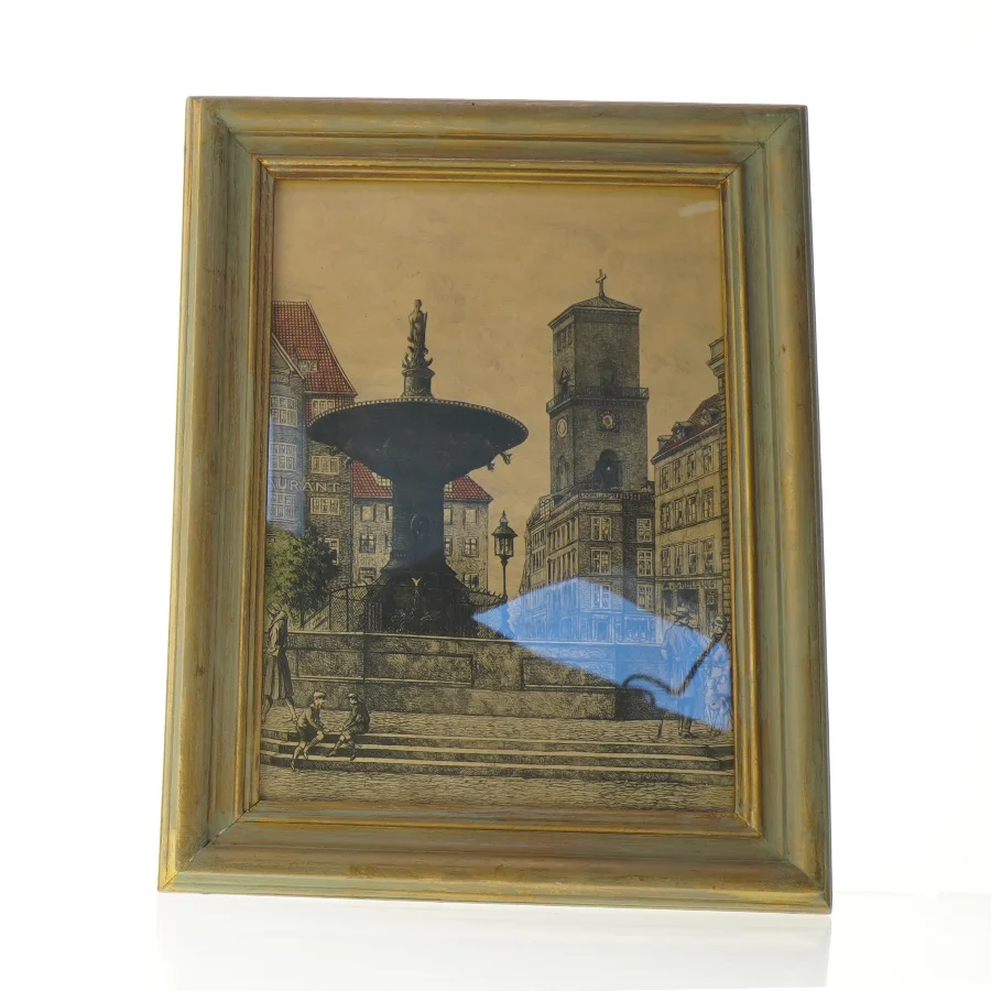 Indrammet bybillede (str. 39 x 30 cm)