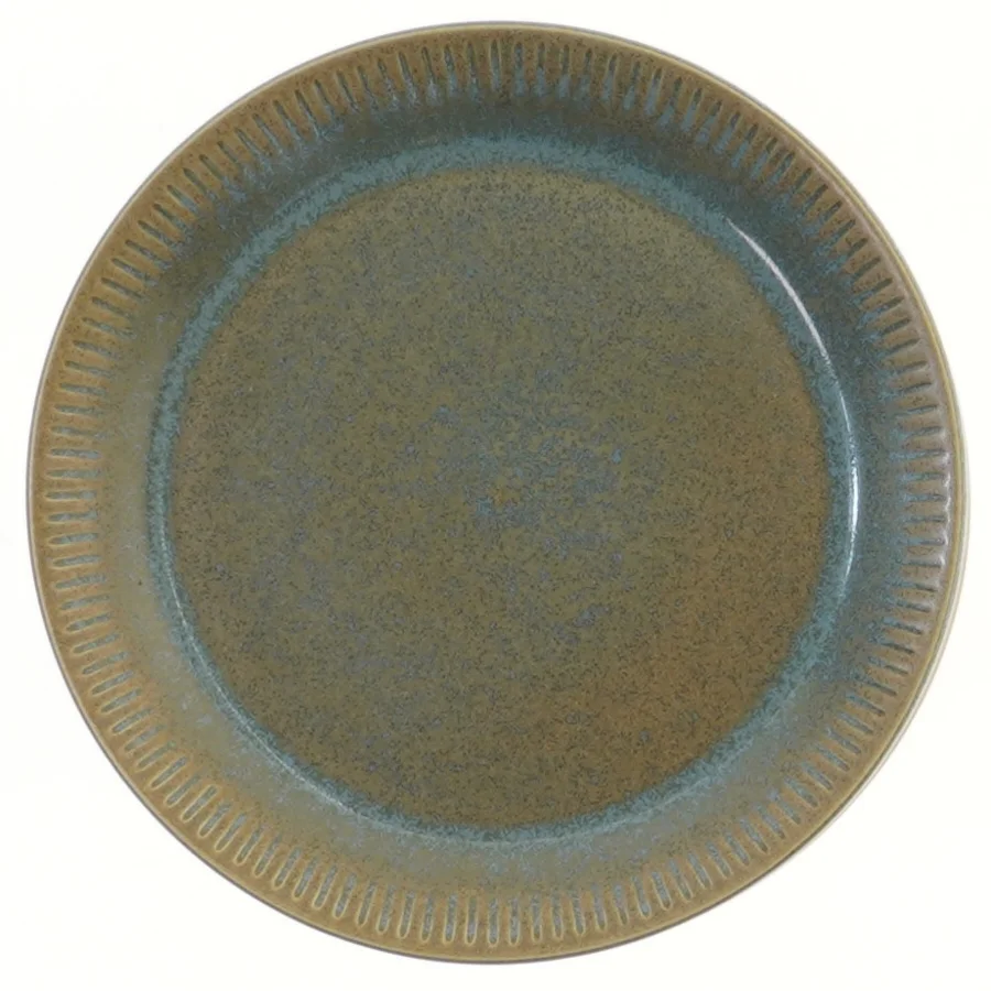 Grøn Nøddebo stentøjs frokosttallerkener fra Knabstrup (str. Ø 17,5 cm, 6 styk cm)