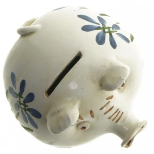 Keramik sparegris med blomstermønster