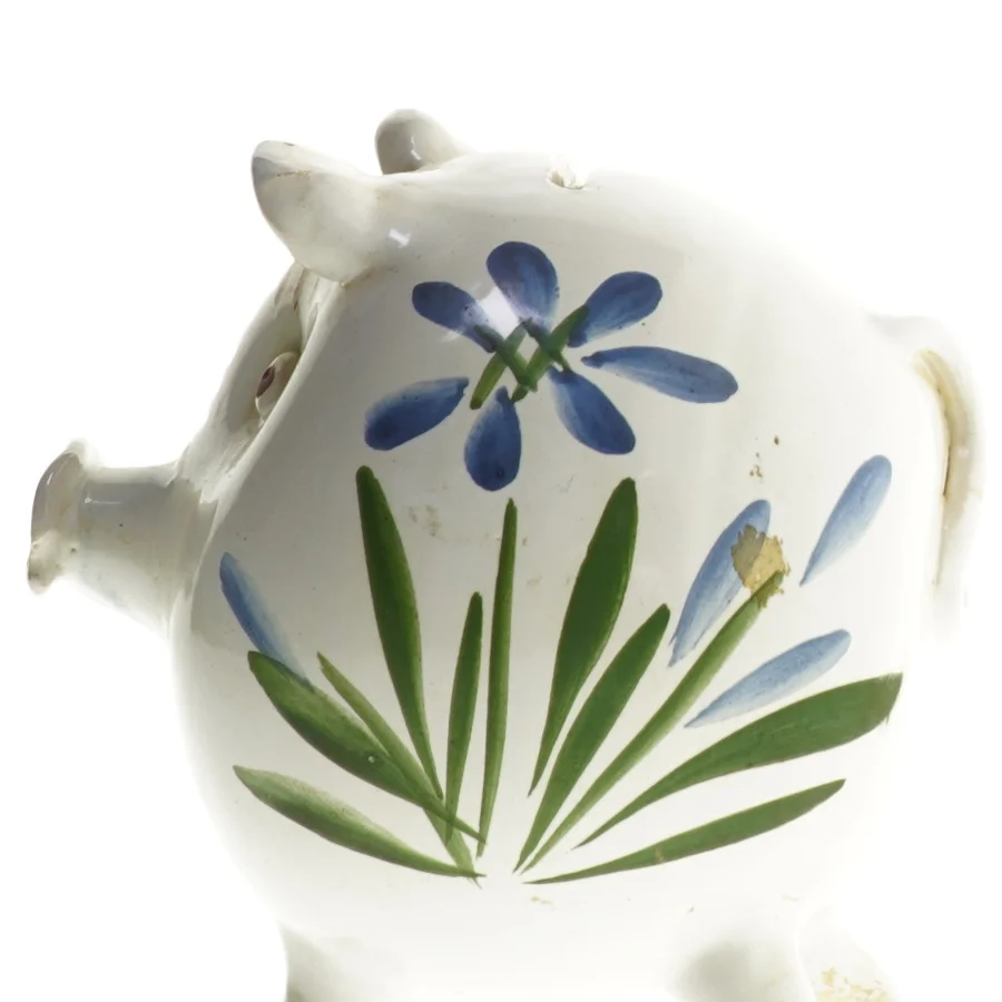 Keramik sparegris med blomstermønster