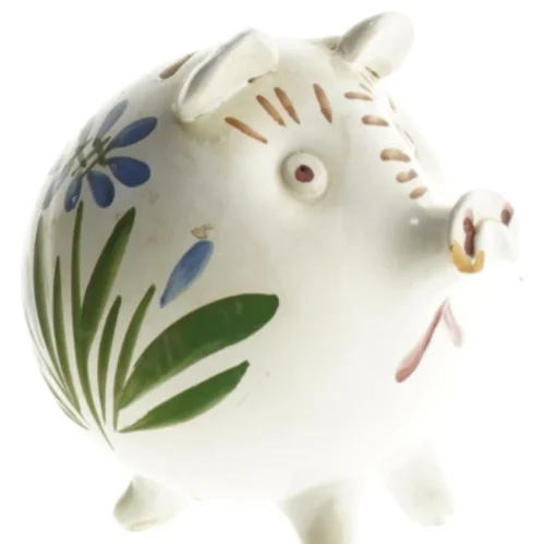 Keramik sparegris med blomstermønster