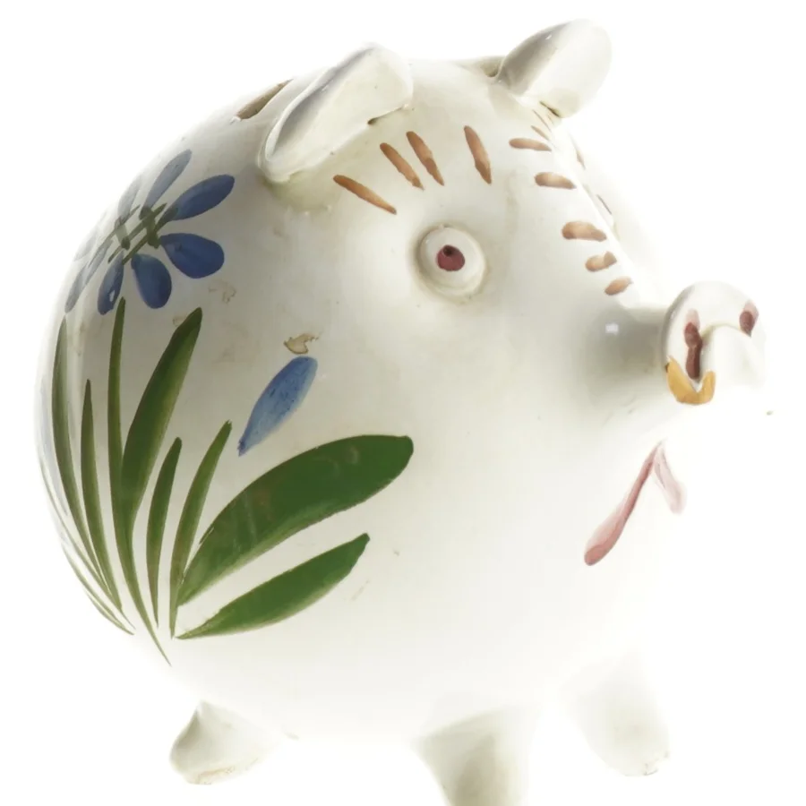 Keramik sparegris med blomstermønster