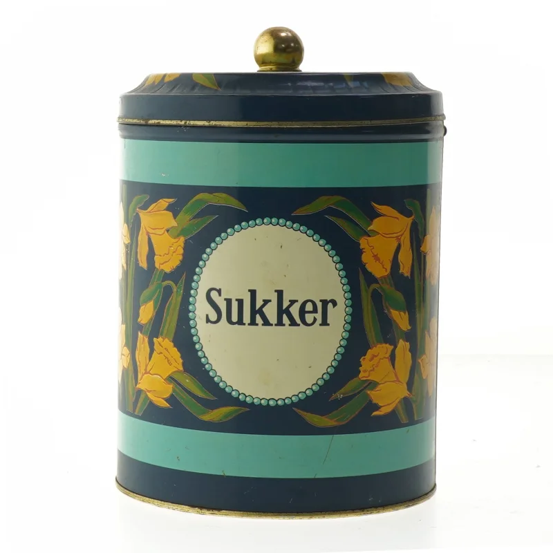 Irma sukker dåse (str. Ø. 13 cm. længde. 16,5 cm) fra Irma