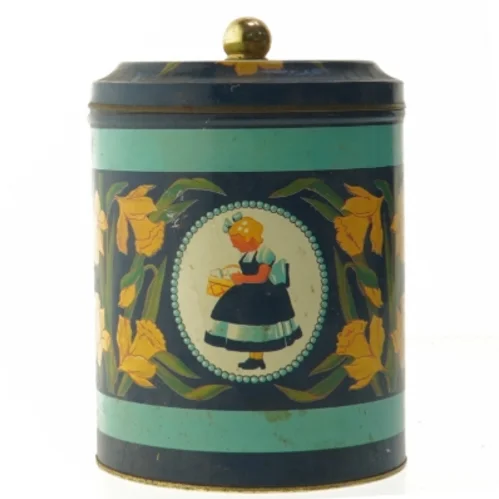 Irma sukker dåse (str. Ø. 13 cm. længde. 16,5 cm) fra Irma