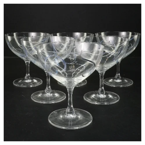 Papillon Champagneglas / cocktailglas sæt med dekorative mønstre (str. 6 stk Ø 12 cm længde 13,5 cm)