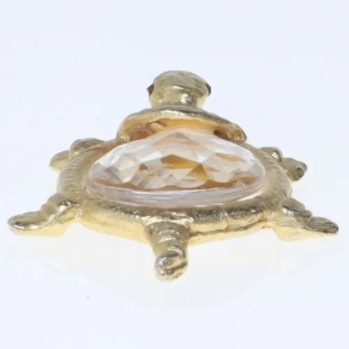 Broche skildpadde med krystalglas (str. 6,5 cm)
