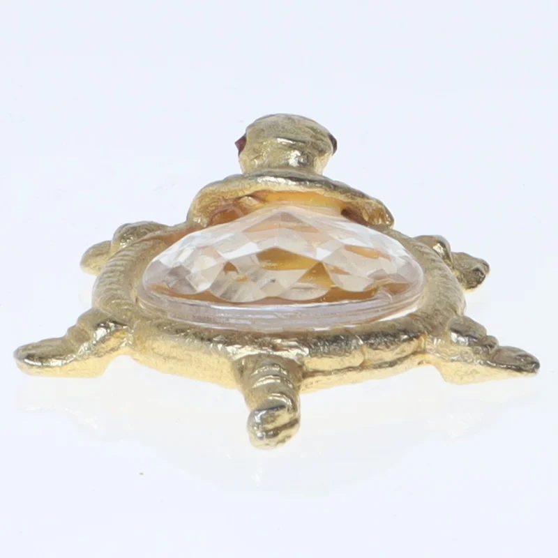Broche skildpadde med krystalglas (str. 6,5 cm)