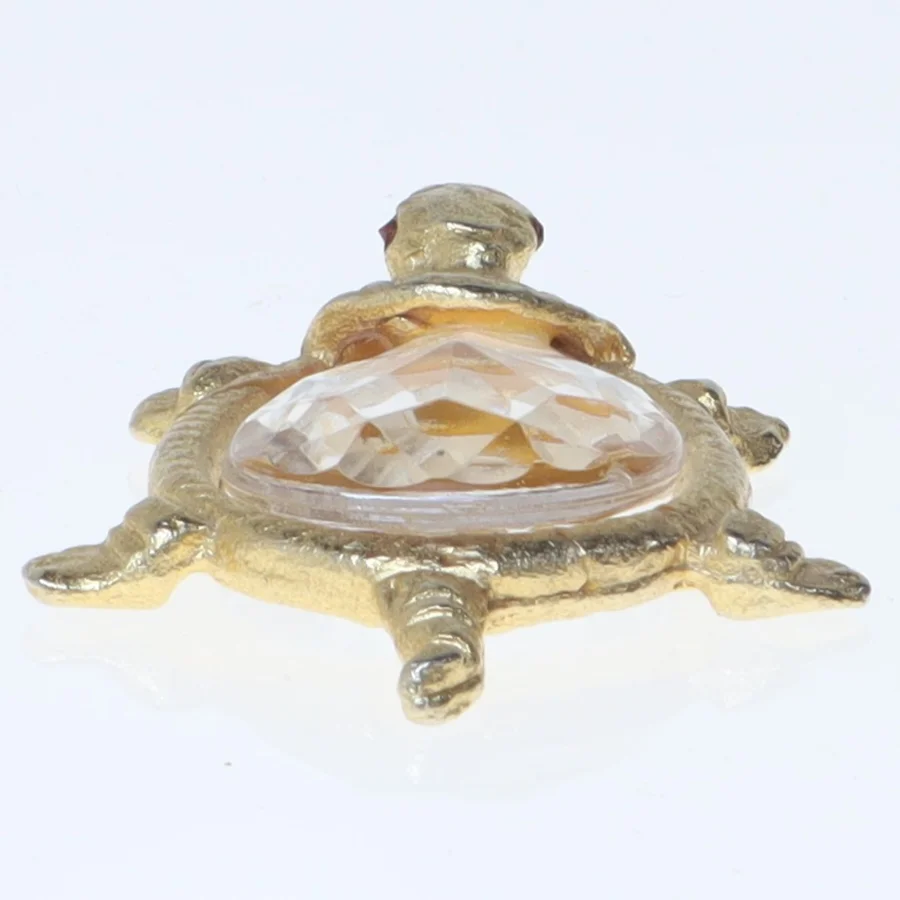 Broche skildpadde med krystalglas (str. 6,5 cm)