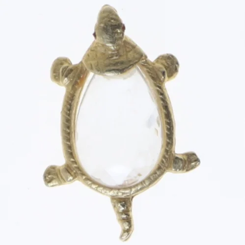 Broche skildpadde med krystalglas (str. 6,5 cm)