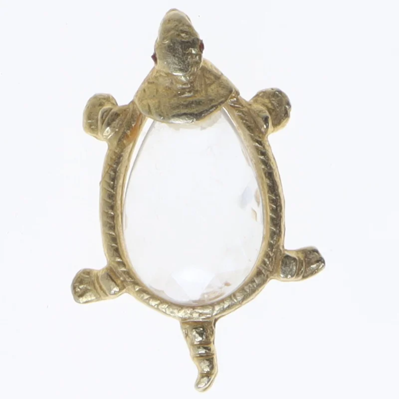 Broche skildpadde med krystalglas (str. 6,5 cm)