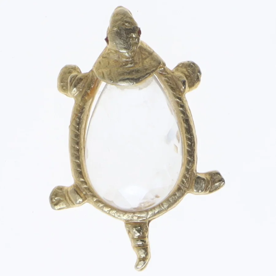 Broche skildpadde med krystalglas (str. 6,5 cm)