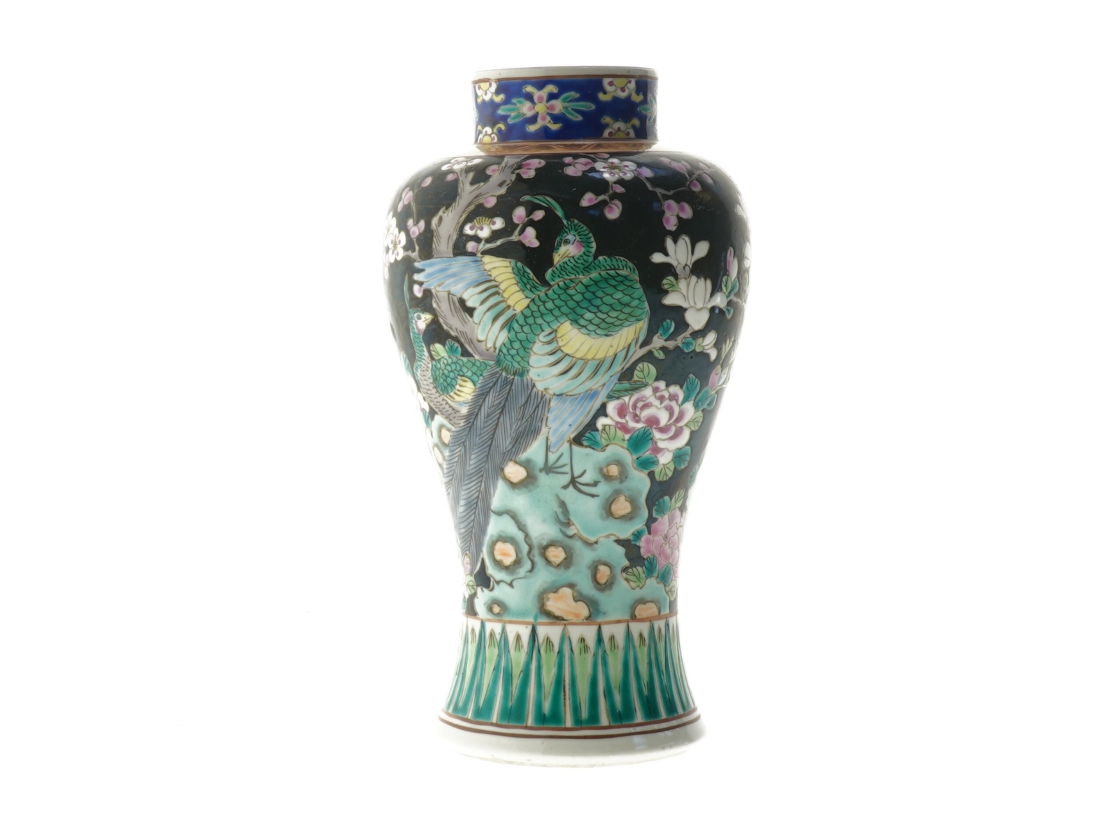Malet vase med motiv (str. 22 cm)