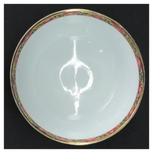 Porcelænsskål med farverig dekoration (str. Ø 12 cm)