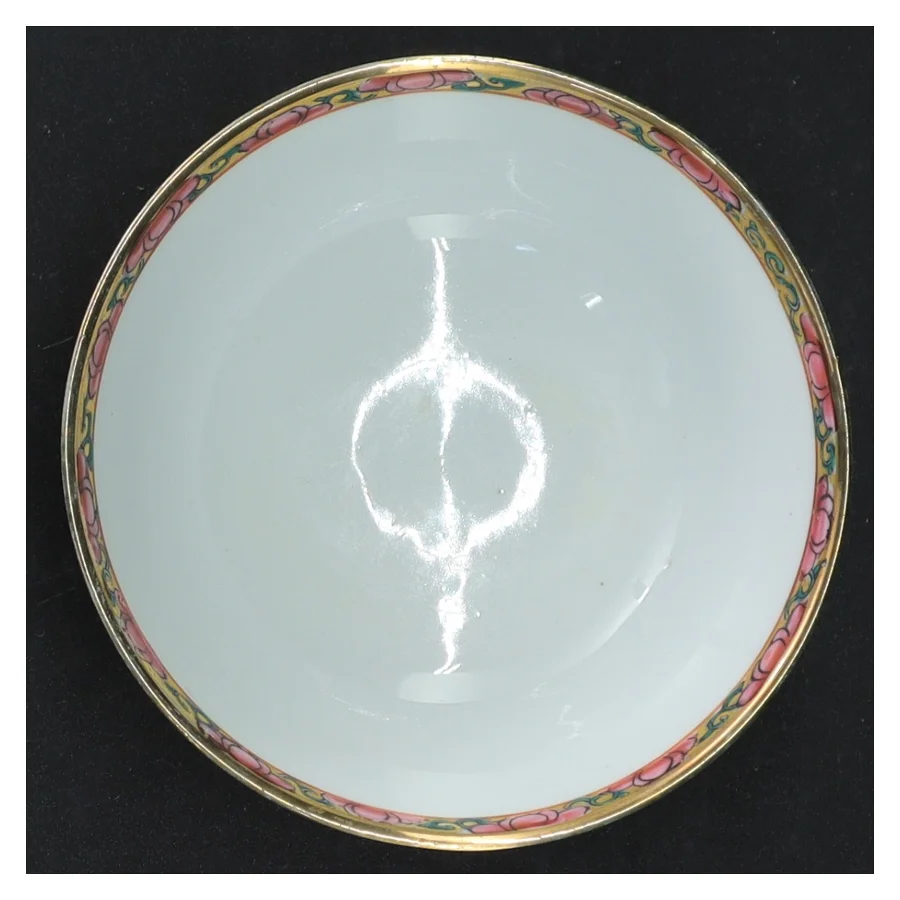 Porcelænsskål med farverig dekoration (str. Ø 12 cm)