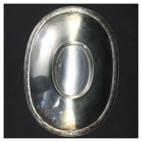  metalbakke i sølvplet (str. 18,5 x 14 cm)