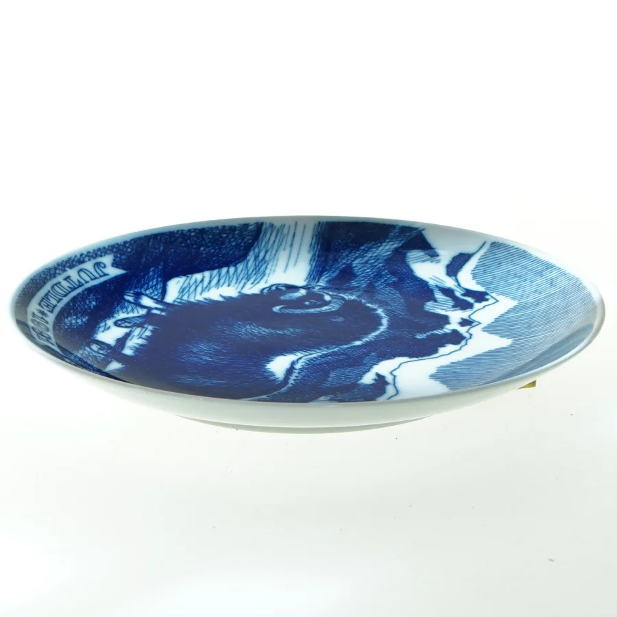 Grøndlandsk juleplatte med moskusokse motiv (str. Ø 20 cm)