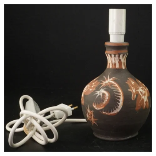 Håndlavet Keramik bordlampe fra Bornholm (str. H 21 cm)