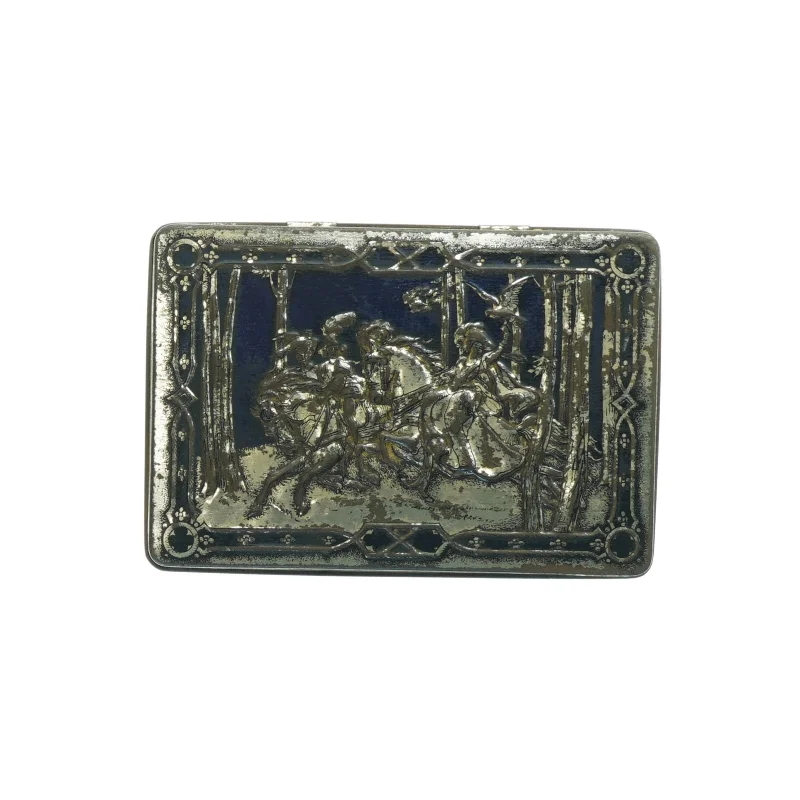 Dekoteret metal æske (str. 17 x 12 x 5 cm)
