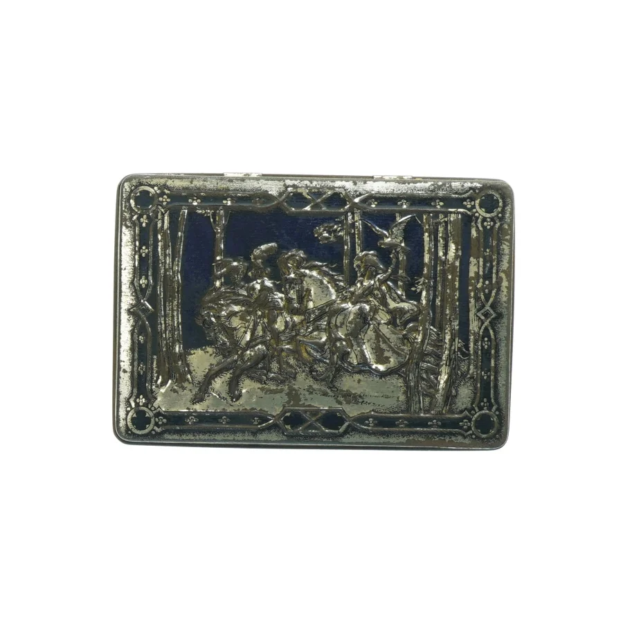 Dekoteret metal æske (str. 17 x 12 x 5 cm)