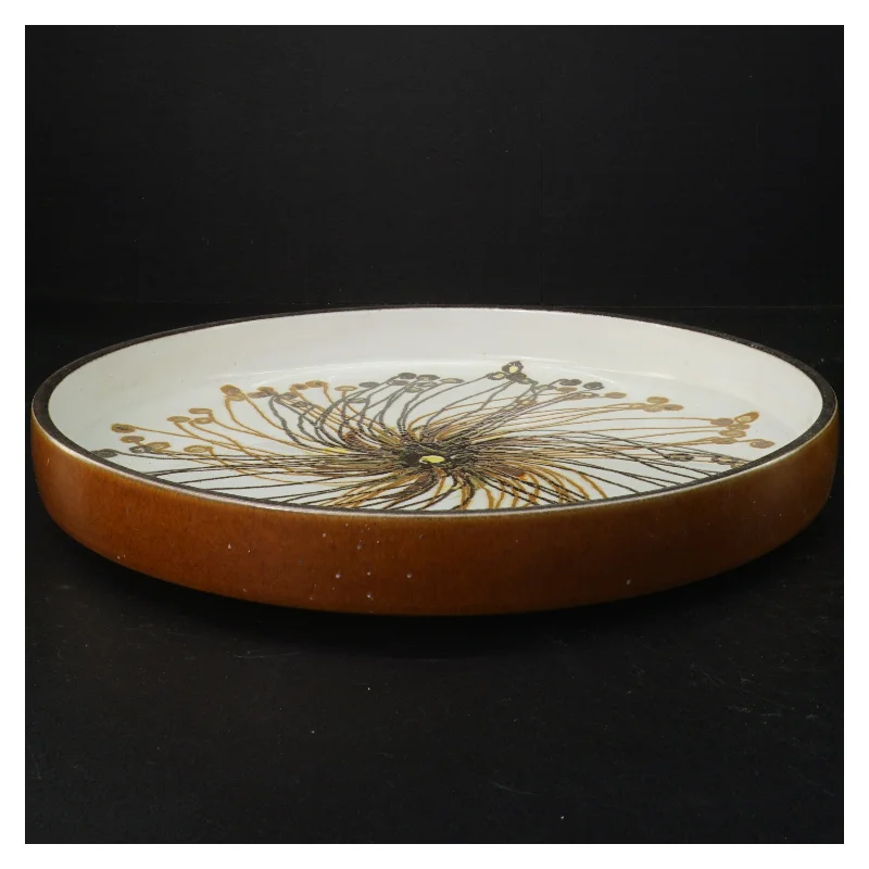 Keramikfad med blomstermotiv fra Royal Copenhagen (str. Ø 33 cm)