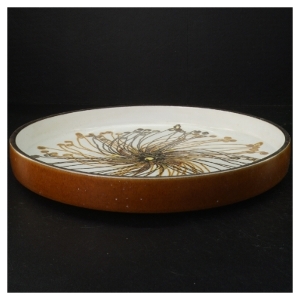 Keramikfad med blomstermotiv fra Royal Copenhagen (str. Ø 33 cm)