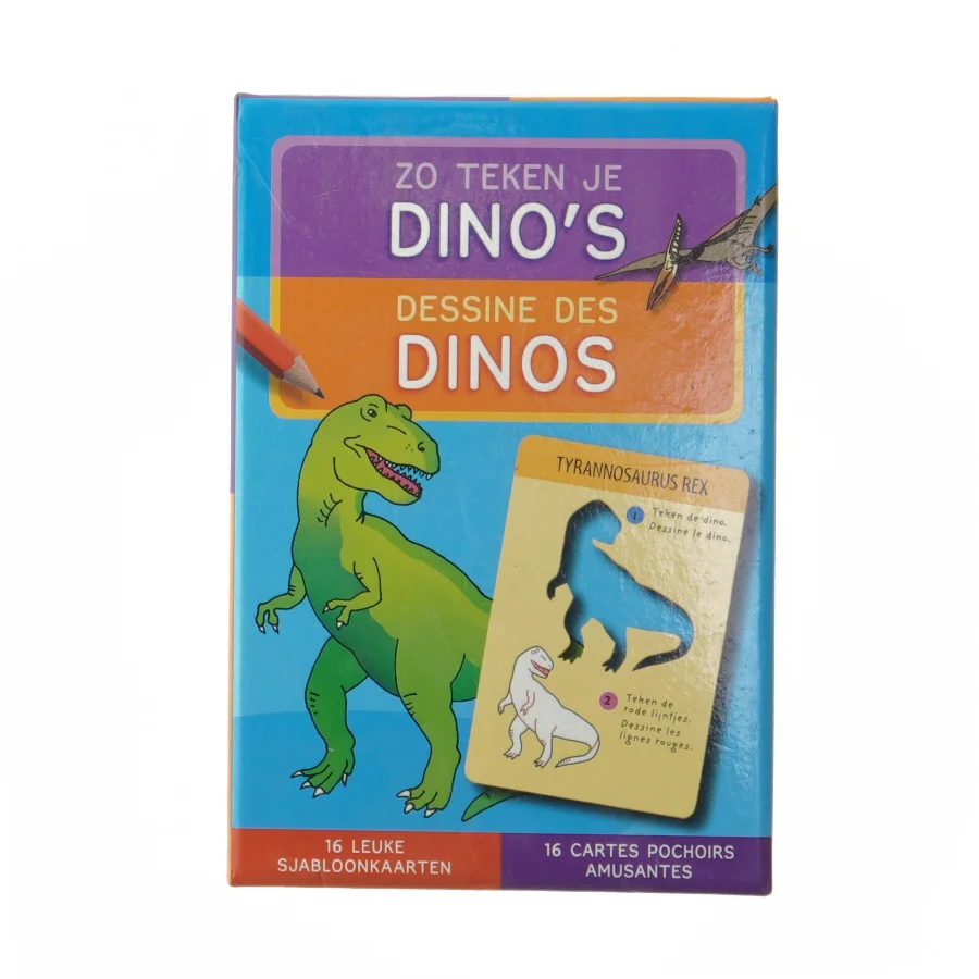 Sjablonkort med dinosaurer fra Chantecler (str. 3,5x17x11,5 cm)