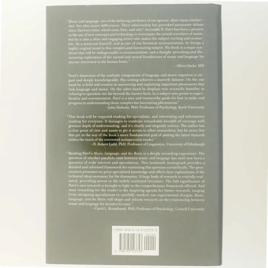 Music, Language, and the Brain af Aniruddh D. Patel (Bog)