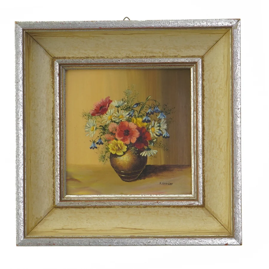 Blomsterbillede i ramme (str. 18,5x18,5 cm)