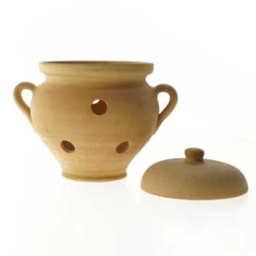 Terracotta krukke med låg (str. 13 cm)