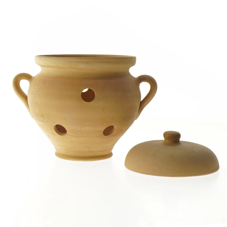 Terracotta krukke med låg (str. 13 cm)
