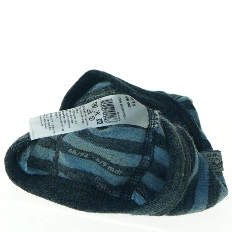 Blå stribet babyhue (str. 6 til 9 måneder)