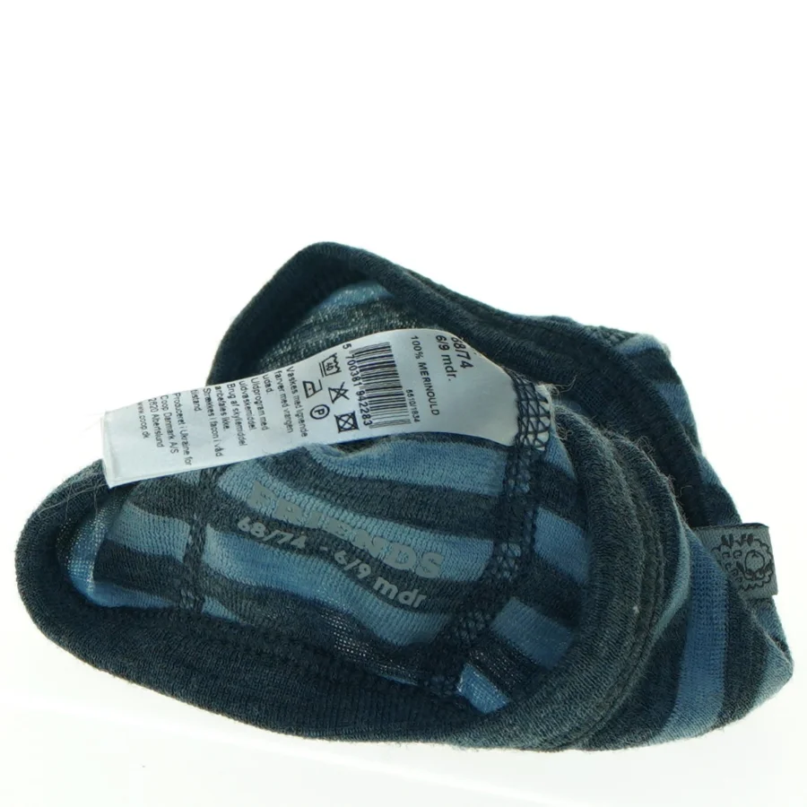 Blå stribet babyhue (str. 6 til 9 måneder)