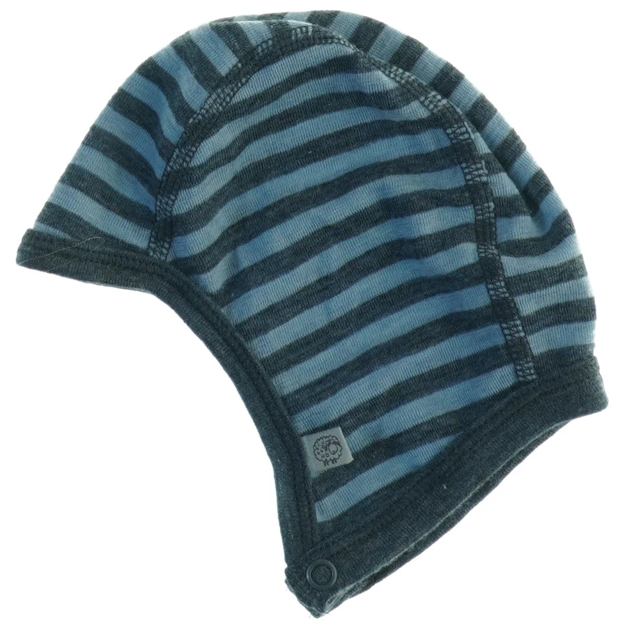 Blå stribet babyhue (str. 6 til 9 måneder)