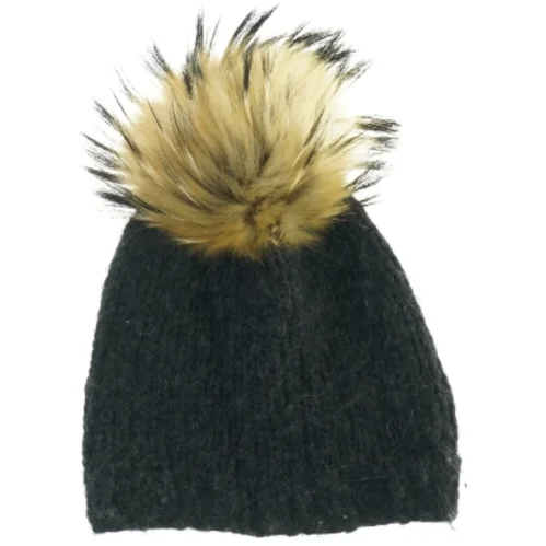 Sort hue med pelskvast (str. 26 x 20 cm)